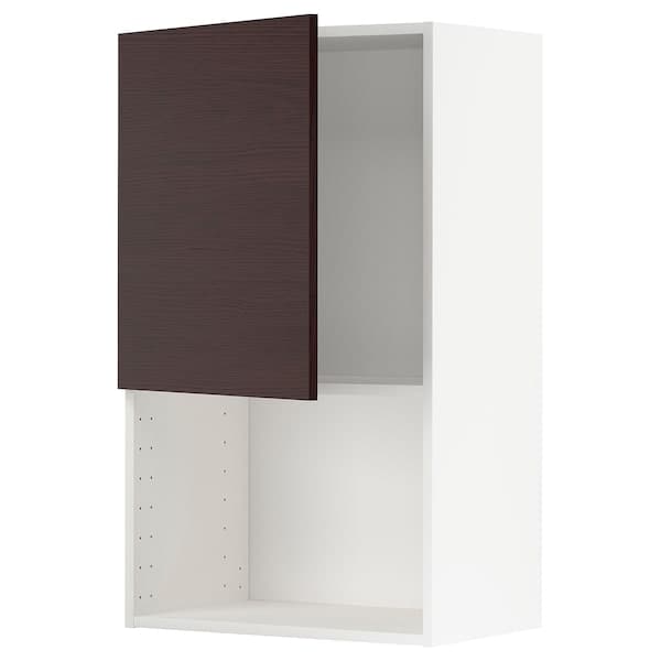 METOD - Wall cabinet for microwave oven, white Askersund/dark brown ash effect, 60x100 cm - best price from Maltashopper.com 89459924