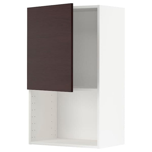 METOD - Wall cabinet for microwave oven, white Askersund/dark brown ash effect, 60x100 cm