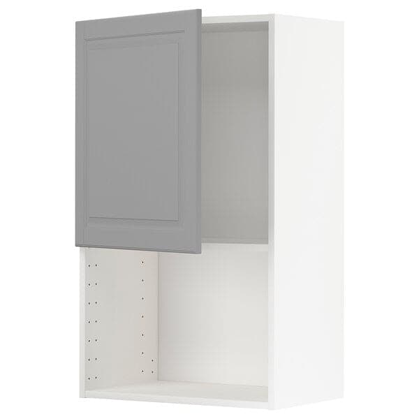 METOD - Wall cabinet for microwave oven, white/Bodbyn grey, 60x100 cm