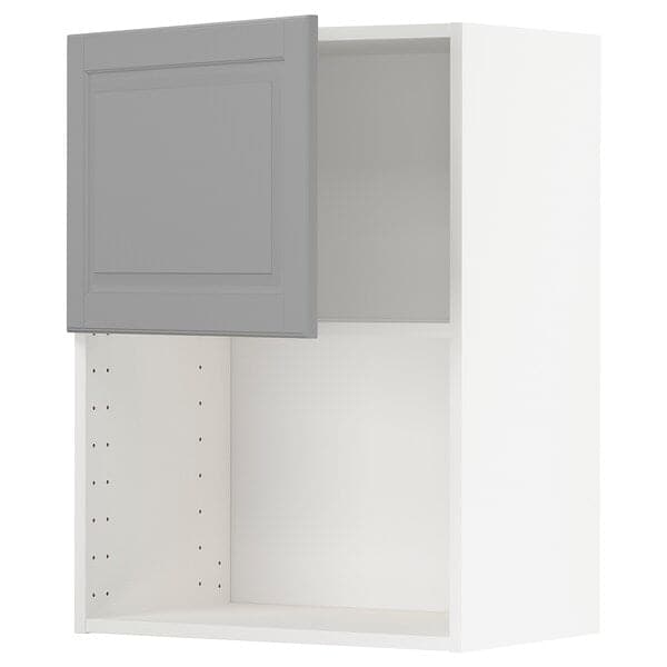 METOD - Wall cabinet for microwave oven, white/Bodbyn grey, 60x80 cm - best price from Maltashopper.com 99466127