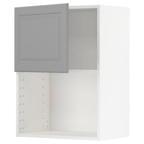 METOD - Wall cabinet for microwave oven, white/Bodbyn grey, 60x80 cm