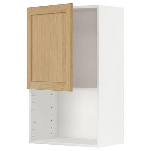 METOD - Wall cabinet for microwave oven, white/Forsbacka oak, 60x100 cm