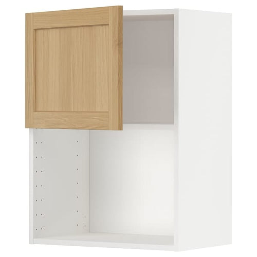 METOD - METOD Wall cabinet for microwave oven, white/Forsbacka oak, 60x80 cm