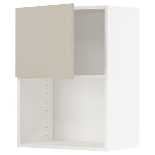 METOD - Wall cabinet for microwave oven, white/Havstorp beige, 60x80 cm