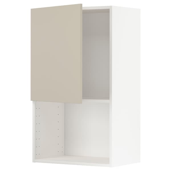 Ikea METOD - Wall cabinet for microwave oven, white/Havstorp beige, 60x100 cm