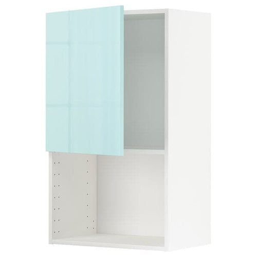 METOD - Wall cabinet for microwave oven, white Järsta/high-gloss light turquoise , 60x100 cm