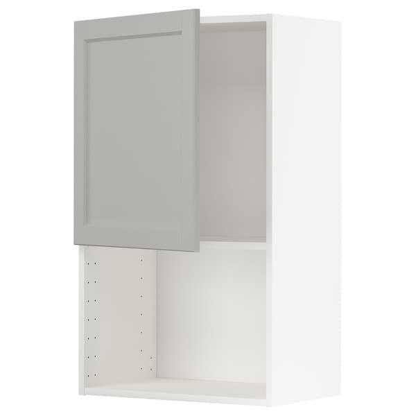 Ikea METOD - Wall cabinet for microwave oven, white/Lerhyttan light grey, 60x100 cm