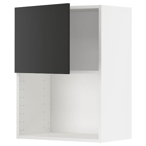 METOD - Wall cabinet for microwave oven, white/Nickebo matt anthracite , 60x80 cm