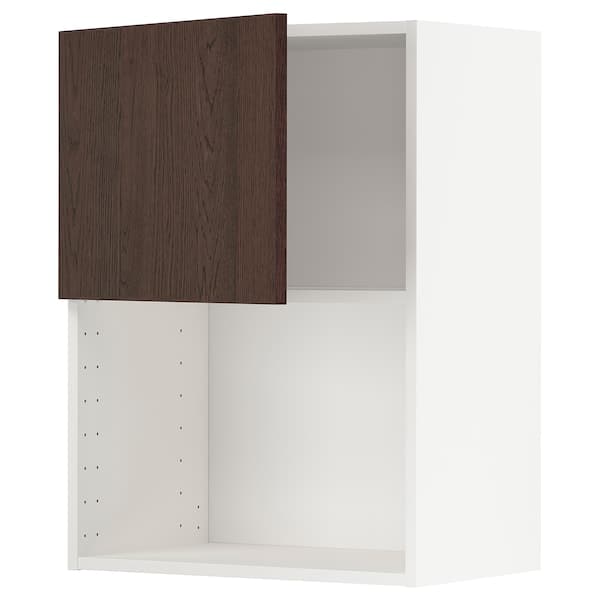 METOD - Wall cabinet for microwave oven, white/Sinarp brown , 60x80 cm