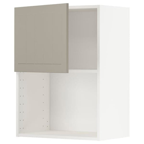 METOD - Wall cabinet for microwave oven, white/Stensund beige, 60x80 cm