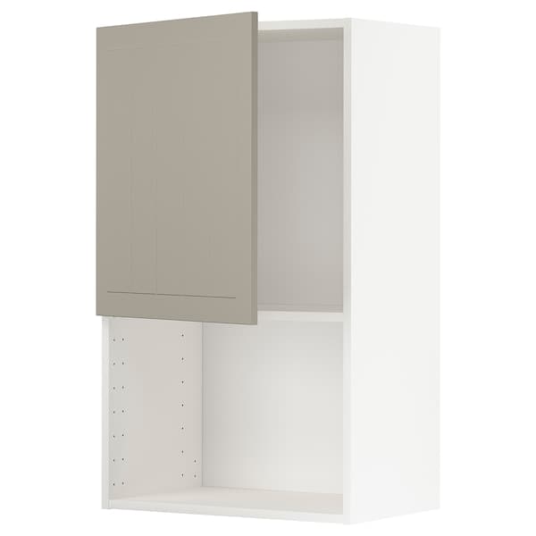 METOD - Wall cabinet for microwave oven, white/Stensund beige, 60x100 cm - best price from Maltashopper.com 79461277