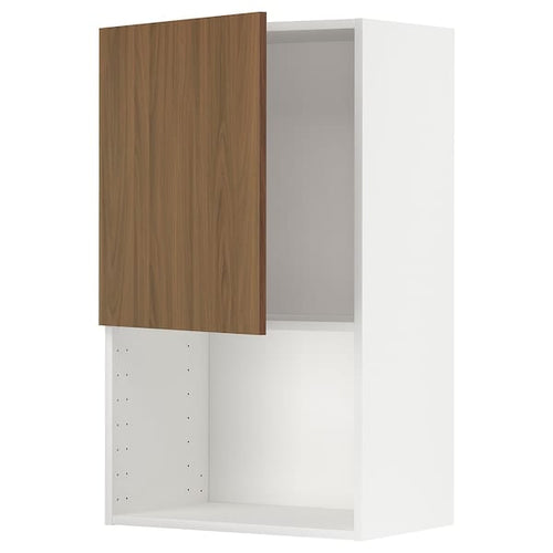 METOD wall cabinet for microwave oven, white/Tistorp brown walnut effect, 60x100 cm
