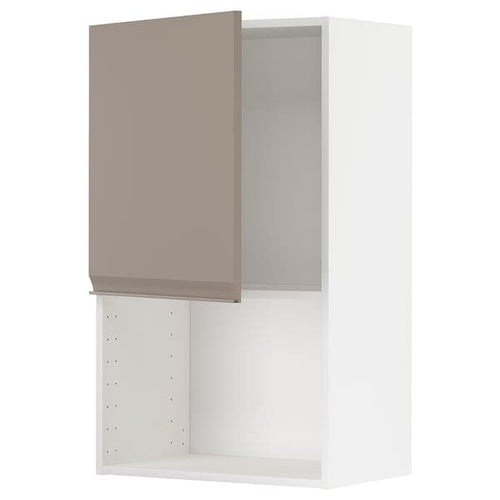 METOD wall cabinet for microwave oven, white/Upplöv matt dark beige, 60x100 cm