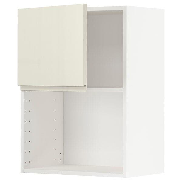 Ikea METOD - Wall cabinet for microwave oven, white/Voxtorp high-gloss light beige, 60x80 cm