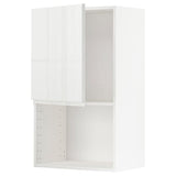 METOD wall cabinet for microwave oven, white/Voxtorp high-gloss/white, 60x100 cm