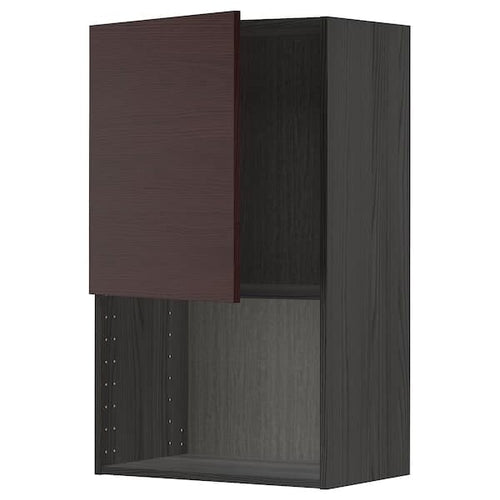 METOD - Wall cabinet for microwave oven, black Askersund/dark brown ash effect, 60x100 cm