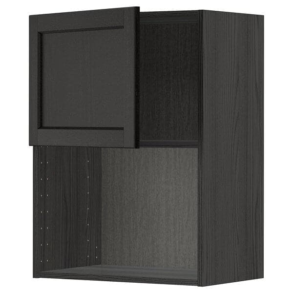 METOD - Wall cabinet for microwave oven, black/Lerhyttan black stained, 60x80 cm - best price from Maltashopper.com 99457689