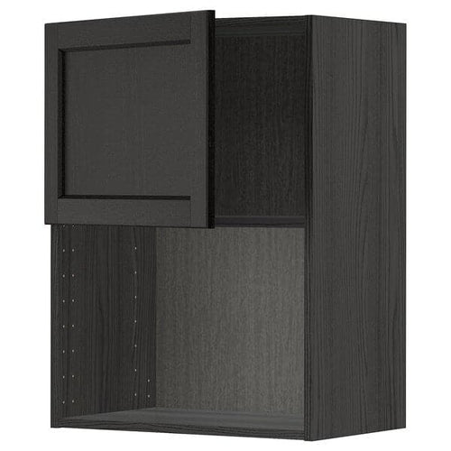 METOD - Wall cabinet for microwave oven, black/Lerhyttan black stained, 60x80 cm
