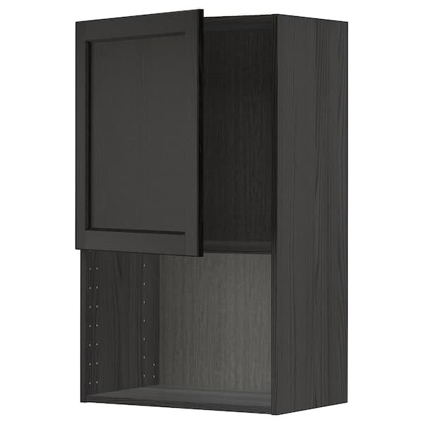 METOD - Wall cabinet for microwave oven, black/Lerhyttan black stained