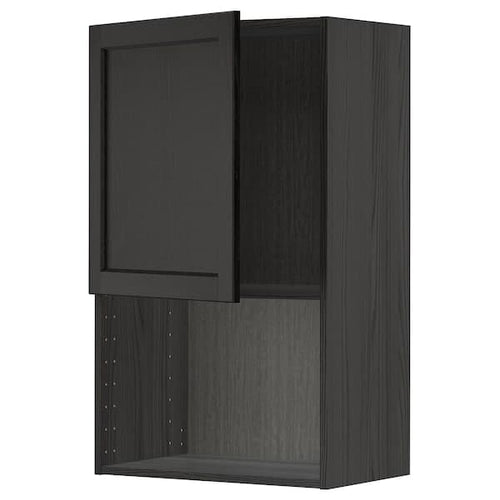 METOD - Wall cabinet for microwave oven, black/Lerhyttan black stained, 60x100 cm