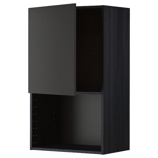 METOD - Wall cabinet for microwave oven, black/Nickebo matt anthracite, 60x100 cm - best price from Maltashopper.com 29497622