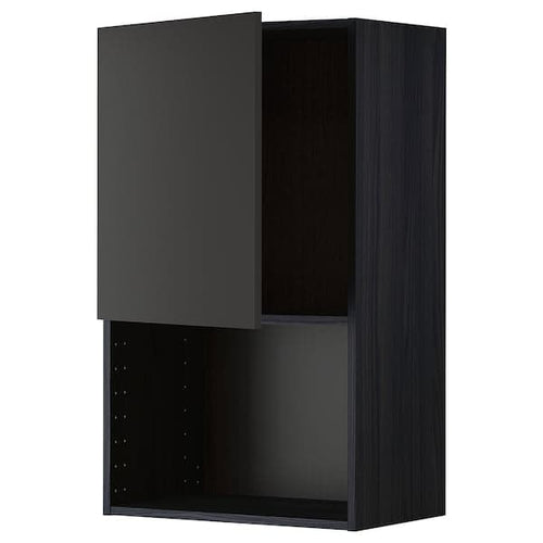 METOD - Wall cabinet for microwave oven, black/Nickebo matt anthracite, 60x100 cm