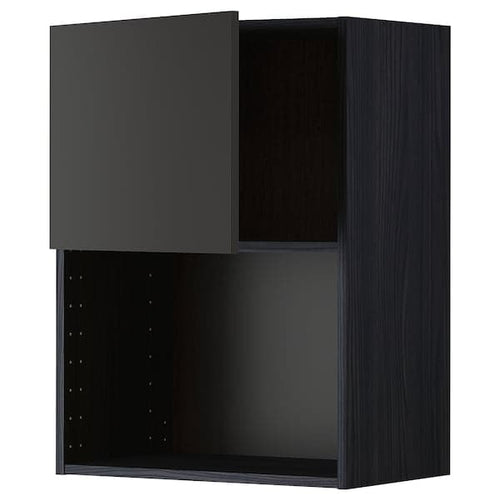METOD - Wall cabinet for microwave oven, black/Nickebo matt anthracite, 60x80 cm