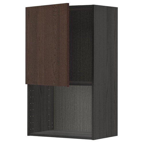 METOD - Wall cabinet for microwave oven, black/Sinarp brown, 60x100 cm