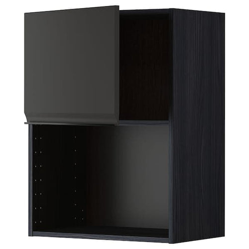 METOD - Wall cabinet for microwave oven, black/Upplöv matt anthracite, 60x80 cm