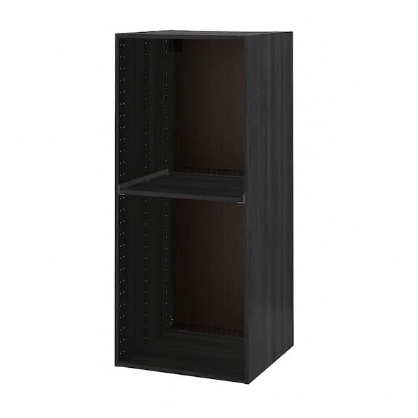 METOD - High cabinet frame for fridge/oven, wood effect black, 60x60x140 cm - best price from Maltashopper.com 10385479