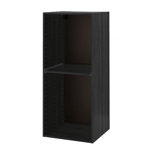 METOD - High cabinet frame for fridge/oven, wood effect black, 60x60x140 cm