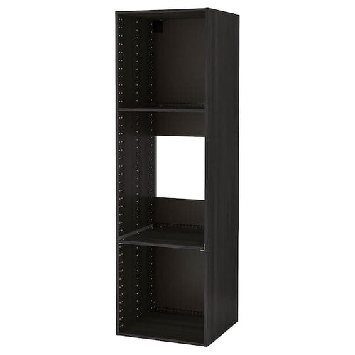 METOD - High cabinet frame for fridge/oven, wood effect black, 60x60x200 cm