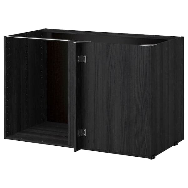 METOD - Corner base cabinet frame, wood effect black, 128x68x80 cm - best price from Maltashopper.com 70205512