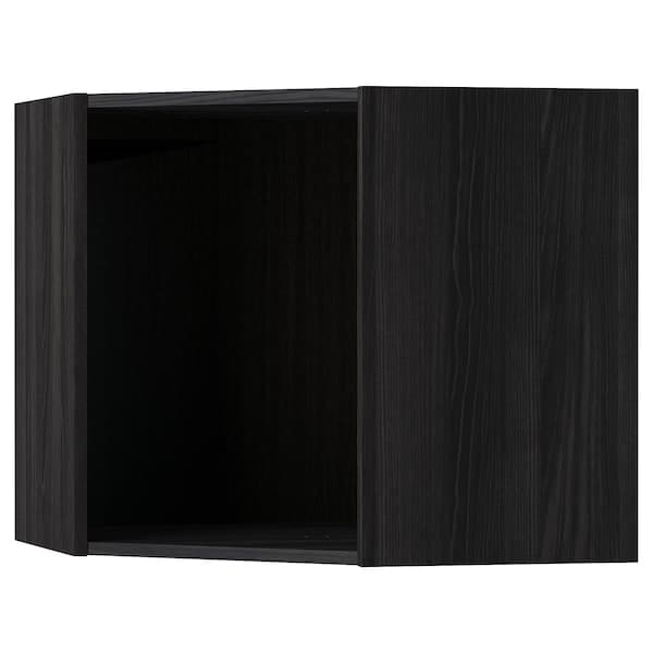 METOD - Corner wall cabinet frame, wood effect black, 68x68x60 cm