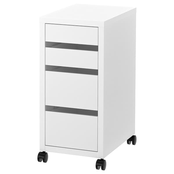 MICKE Chest of drawers with wheels - white 35x75 cm