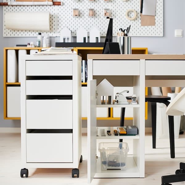 MICKE Chest of drawers with wheels - white 35x75 cm , 35x75 cm - best price from Maltashopper.com 90213078