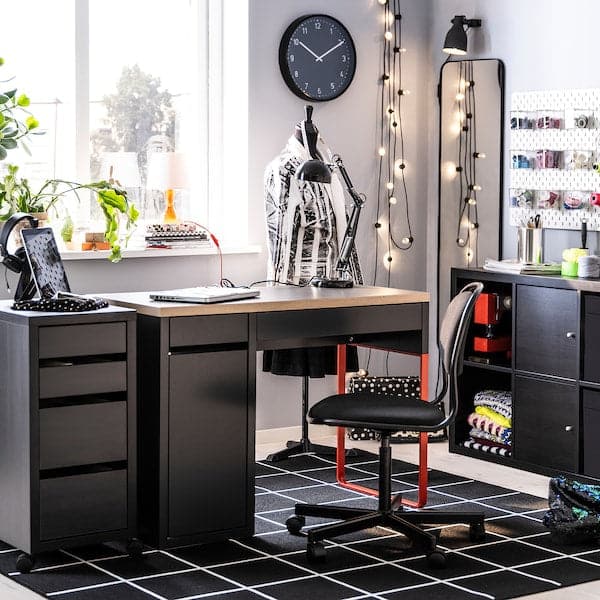 MICKE Chest of drawers with wheels - brown-black 35x75 cm , 35x75 cm - best price from Maltashopper.com 80244749