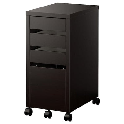 MICKE - Drawer unit with drop-file storage, black-brown, 35x75 cm - best price from Maltashopper.com 40244751