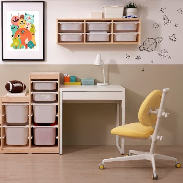 MICKE / DAGNAR - Desk and chair, white/yellow , - best price from Maltashopper.com 49506593