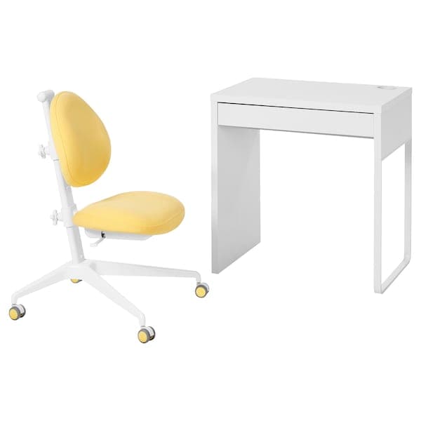 MICKE / DAGNAR - Desk and chair, white/yellow , - best price from Maltashopper.com 49506593