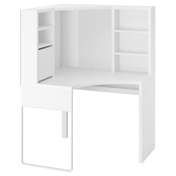 MICKE - Corner workstation, white, 100x142 cm - best price from Maltashopper.com 50250713