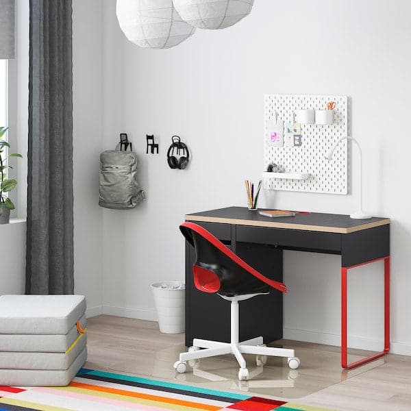 MICKE - Desk, anthracite/red, 105x50 cm - best price from Maltashopper.com 80489850