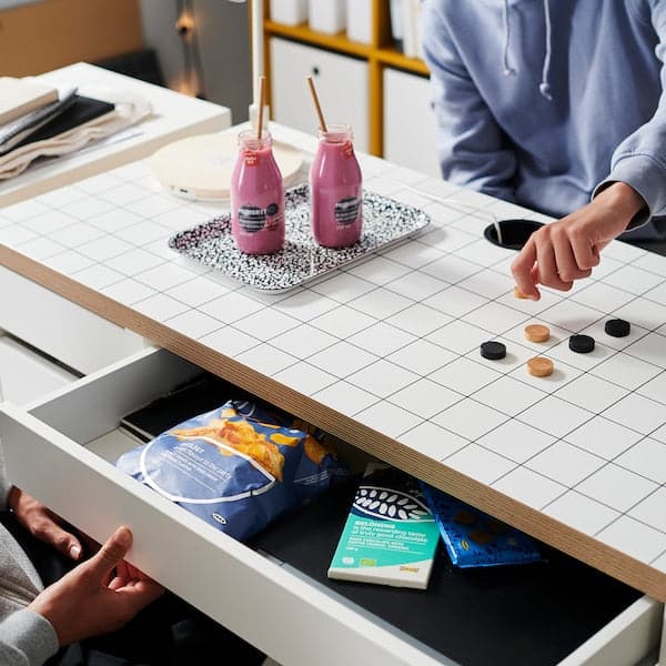 MICKE - Desk, white/anthracite, 105x50 cm - best price from Maltashopper.com 10489839