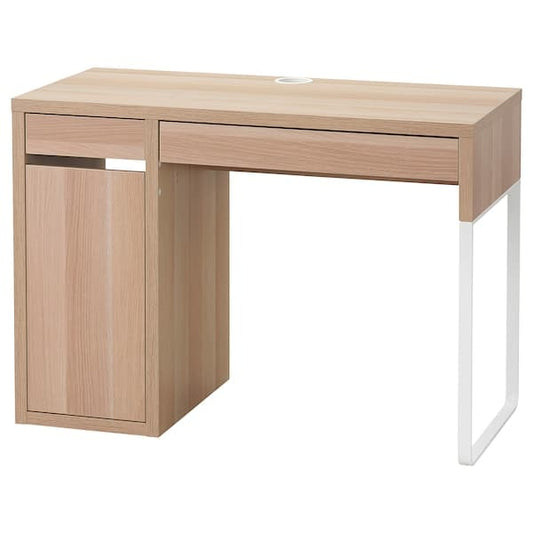MICKE - Desk, oak effect with white stain, 105x50 cm - best price from Maltashopper.com 80484763