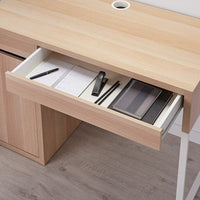 MICKE - Desk, oak effect with white stain, 105x50 cm - best price from Maltashopper.com 80484763