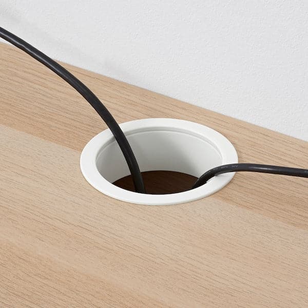 MICKE - Desk, oak effect with white stain, 105x50 cm - best price from Maltashopper.com 80484763