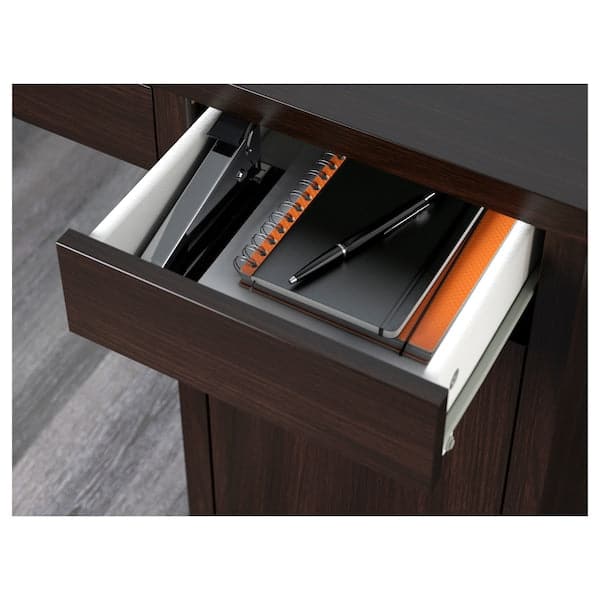 MICKE - Desk, black-brown, 105x50 cm - best price from Maltashopper.com 10244743