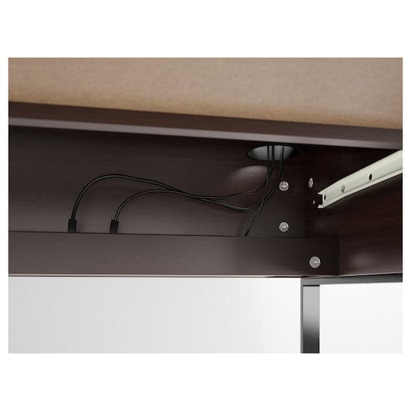 MICKE - Desk, black-brown, 142x50 cm - best price from Maltashopper.com 60244745