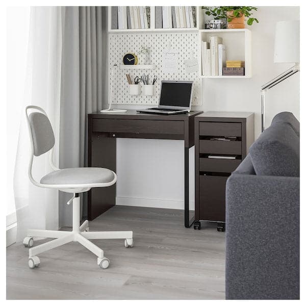 MICKE - Desk, black-brown, 73x50 cm - best price from Maltashopper.com 20244747
