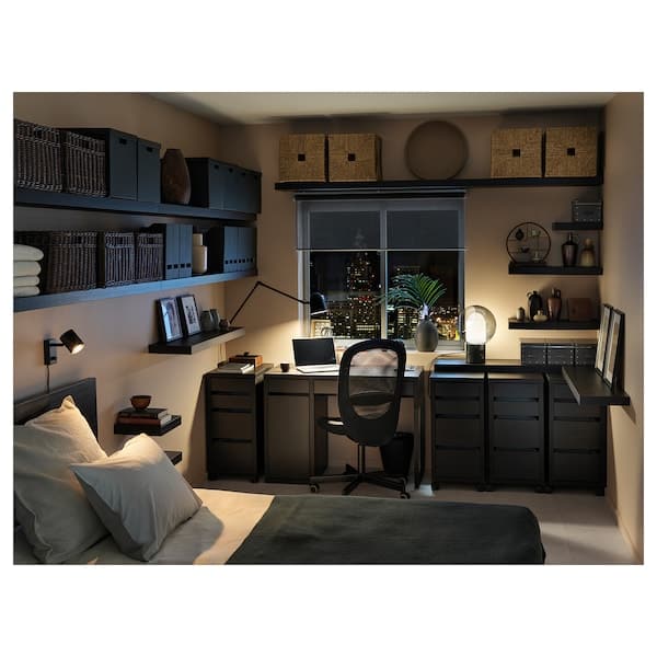 MICKE - Desk, black-brown, 105x50 cm - best price from Maltashopper.com 10244743
